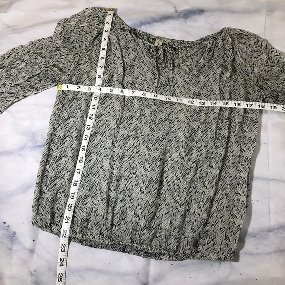 Lucky Brand Black & White Sheer Peasant Blouse - Picture 4 of 5